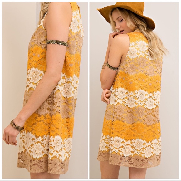 Entro Boho Mod Vintage Style 70's Lace Dress - Picture 3 of 7